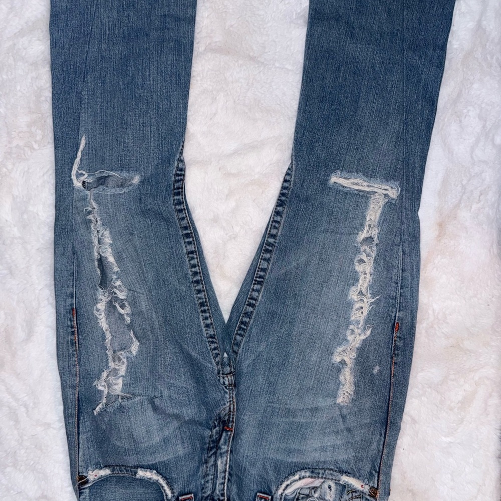 True Religion Ripped Denim Jeans - Classic Blue